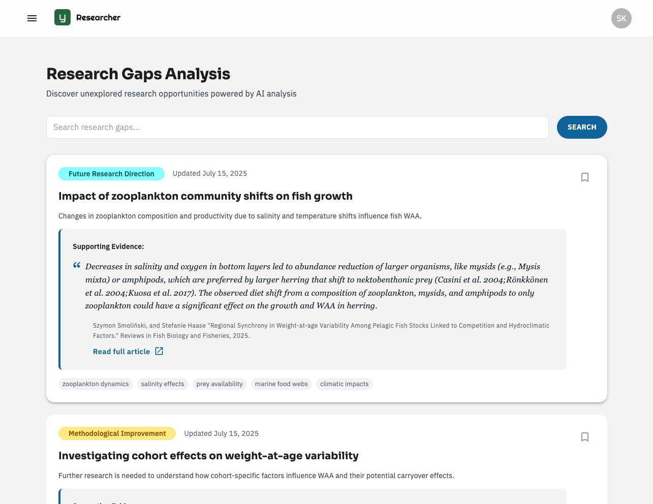 scientific research dashboard with AI analysis tools